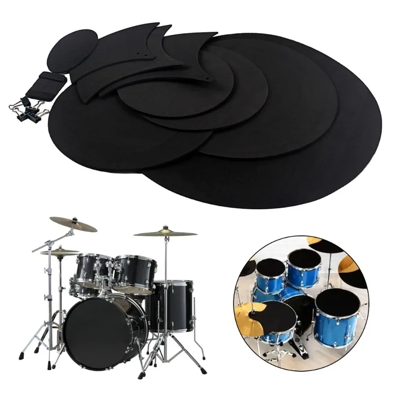 

14Pcs/Set Cymbal Drum Mute Pads Universal Drum Head Silencers Pad Sound off Blocks Belt Mat with 4 Binder Clip for Drum Practice