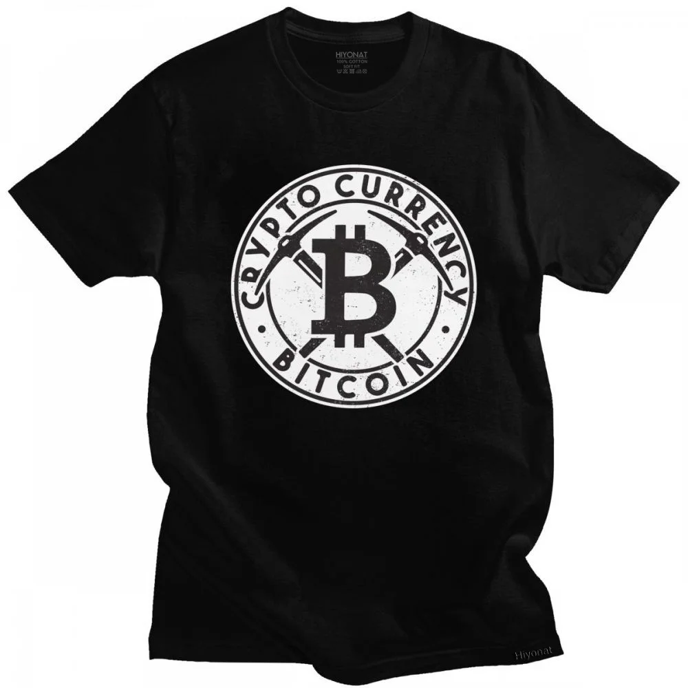 

Novelty Retro Bitcoin Logo T-Shirts Men Short Sleeved Print Crypto Currency Traders Tshirt BTC T Shirt Soft Cotton Tee Top Merch