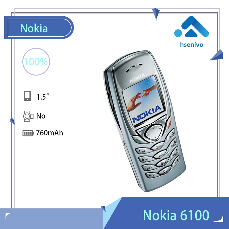 

Восстановленный Оригинальный мобильный телефон Nokia 6100, разблокированный сотовый телефон GSM Triband 6100, недорогой Восстановленный телефон