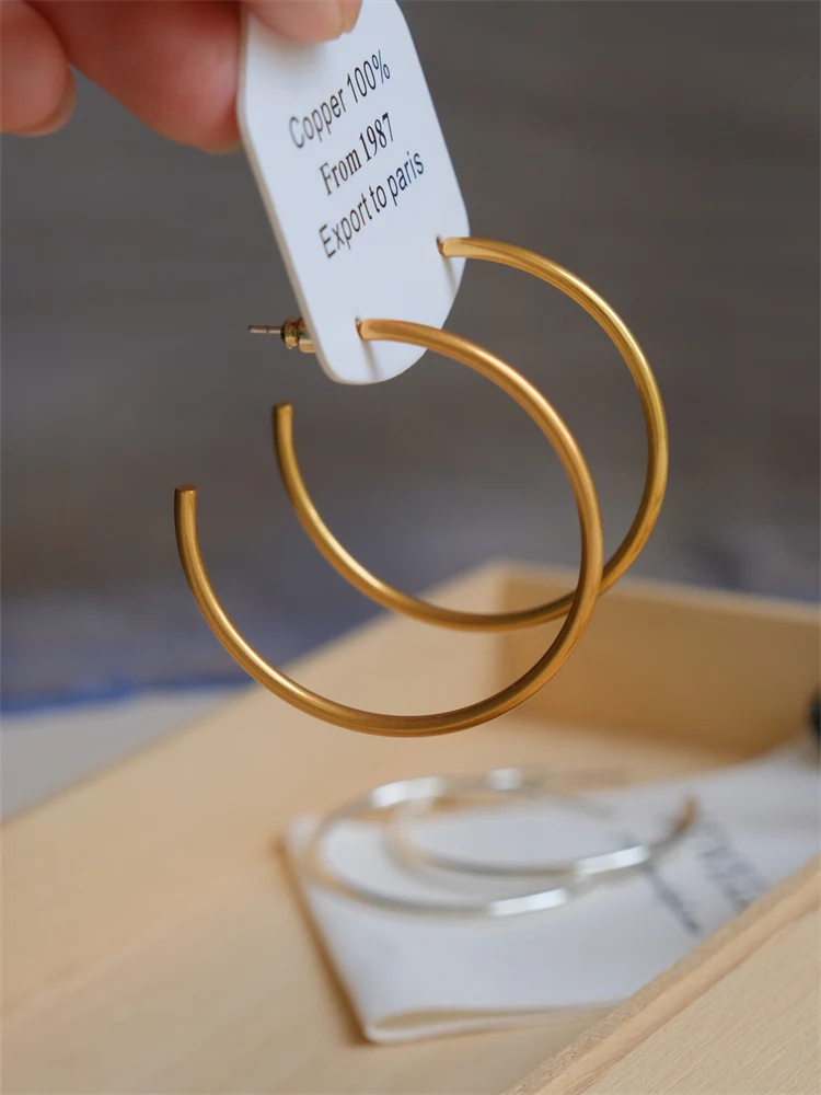 Thin Earrings Minimalist Retro Gold Big Ring Cold Sle Silver Needle Europea...