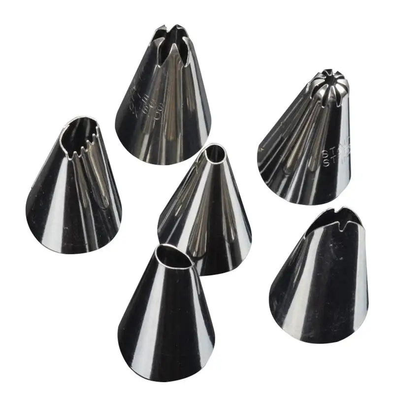 

Piping Tips Set 6 Pcs Icing Piping Tips Stainless Steel Icing Piping Nozzles Pastry Cake Decorating Baking Tools For Cupcakes