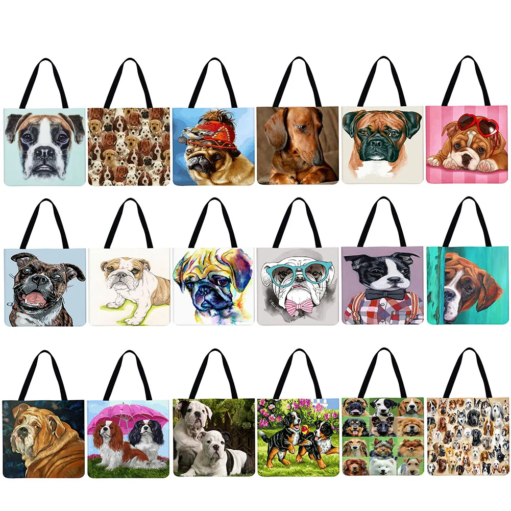 

Cute Dog Print Pattern Shoulder Shopping Bag Women Fashion Tote Bags Ladies Girls Large Capacity Shopper Handbags