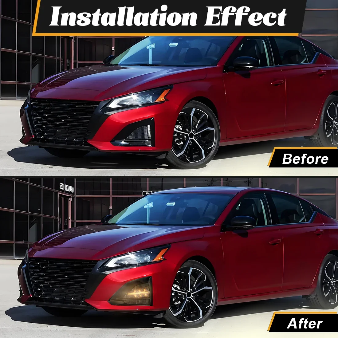Фото Автомобильные светодиодные дневные ходовые огни для Nissan Altima Teana 2024 2025 белый, желтый, синий, анимация запуска, DRL, указатель поворота, противотуманная фара №5