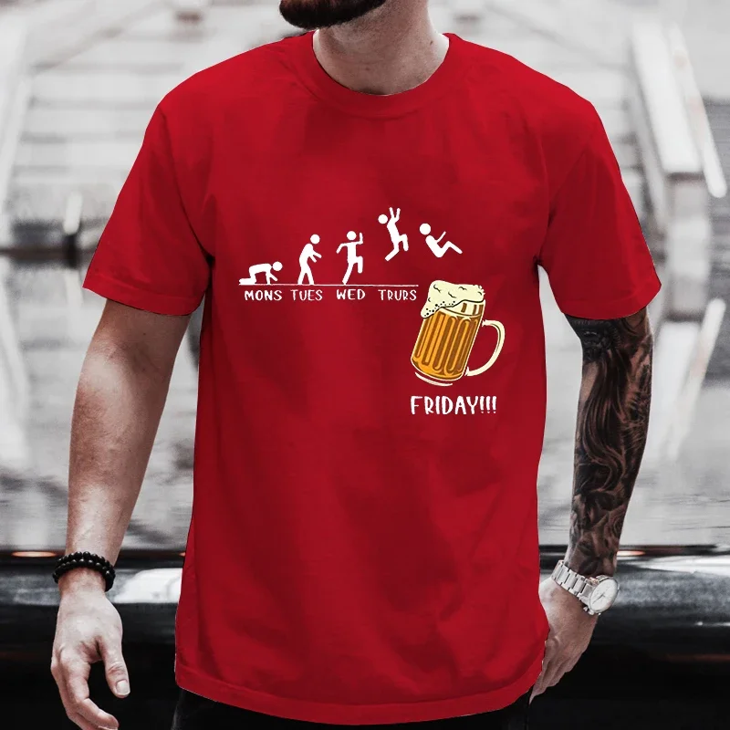 Мужская футболка Friday Beer Funny Graphic Y2k Топы Weekend Drinking Lover Party Team Tees Плюс Размер