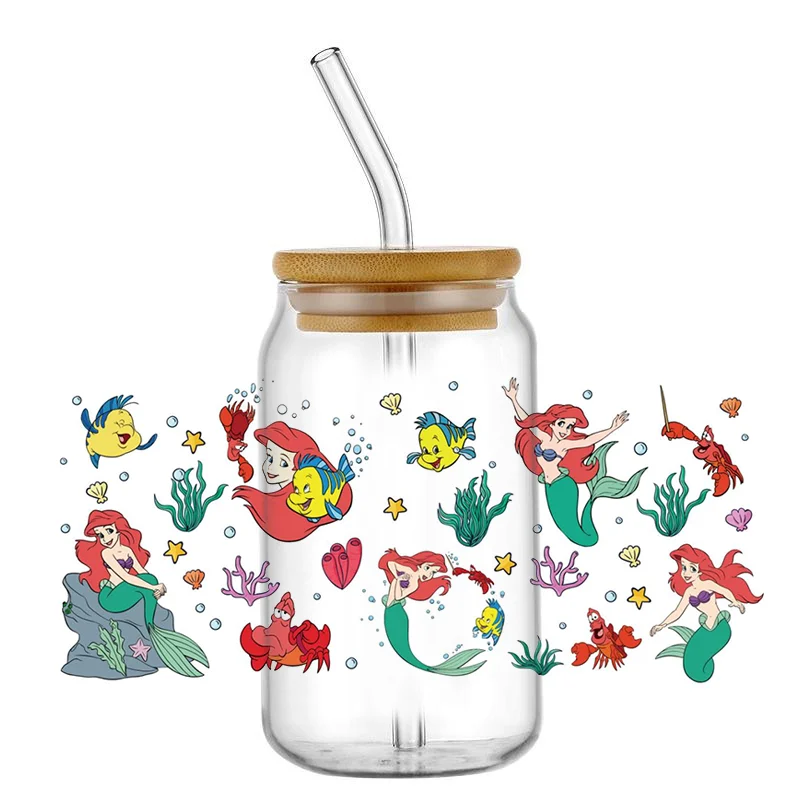 Miniso 3D переводная наклейка русалка принцесса уф DTF печатная оберточная для