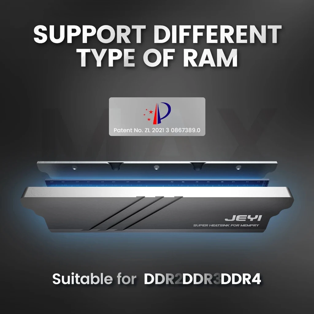 JEYI Aluminum Memory RAM Heatsink With Thermal Pads RAM Cooler DDR Radiation Dissipate for PC Desktop DIY DDR2 DDR3 DDR4 DDR5 (art.: 3920bf50fb117) - 3920bf50fb117