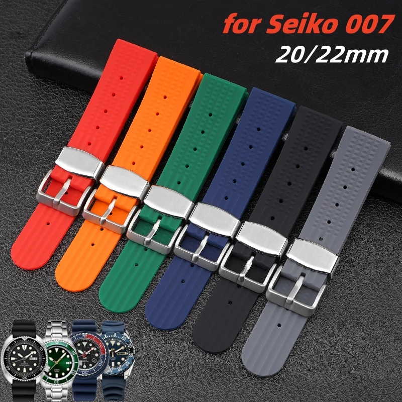 

Ремешок силиконовый для мужских часов Seiko SKX007 SRP777J1, водонепроницаемый спортивный браслет для дайвинга с изображением водных привидений, 20 мм 22 мм