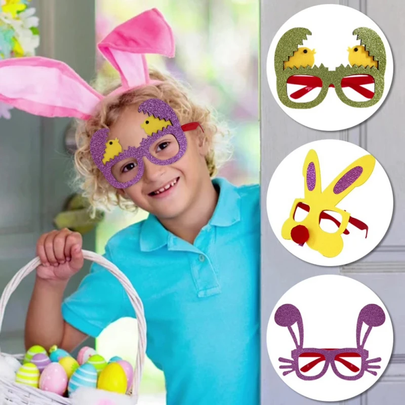 

Easter Glasses Decoration Easter Bunny Colored Egg Glasses Frames Dress Up Children's Party Props for Kids Adult Holiday Show