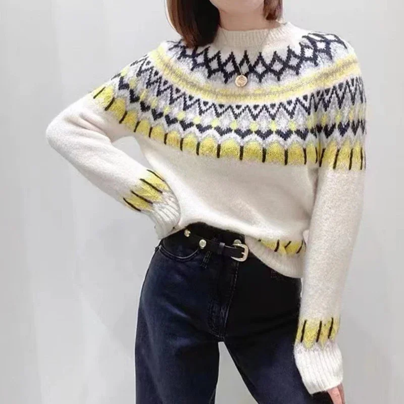 

2023 Autumn and Winter New Ethnic Style Jacquard Sweater Women