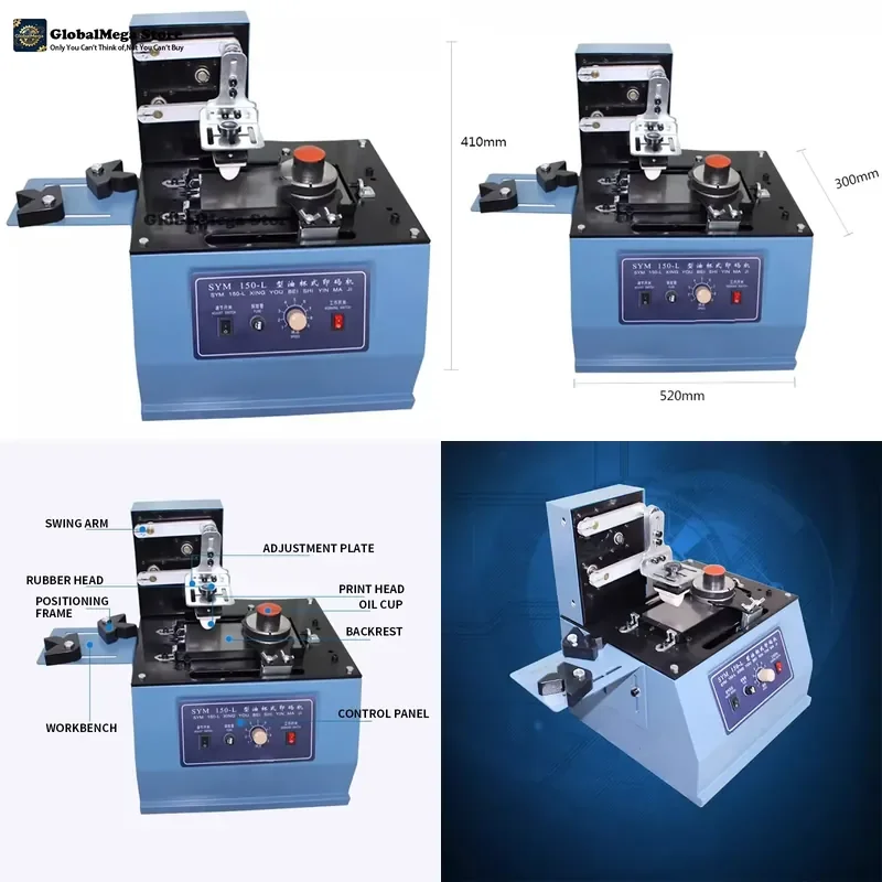 Фото Маркировочная машина GlobalMega Store SYM150-L с длинной пластиной для электрической печати на контейнерах для масла и пакетах для продуктов, автоматическая тампонная печать №1