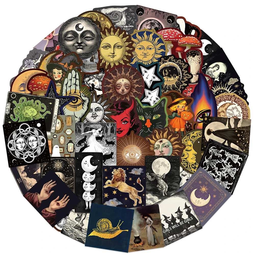 10/30/50 шт Ретро Готический Луна Солнце Ведьма Наклейки Ужас Граффити DIY Чемодан