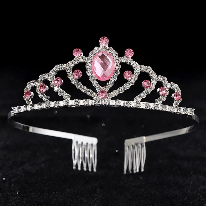 Хрустальная тиара аксессуар для волос фиолетово-розового цвета принцессы