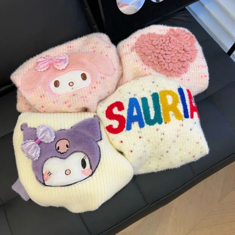 

Sanrio Anime Girl Plush Clothing Kuromi My Melody Kawaii Autumn Winter New Knitwear Long Sleeve Fashion Cotton Baby Pullover Top
