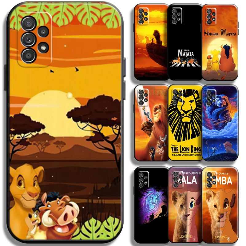 

Disney The Lion King Simba Phone Case For Samsung Galaxy A72 5G Funda Liquid Silicon Shockproof Coque Soft Back Black Cases