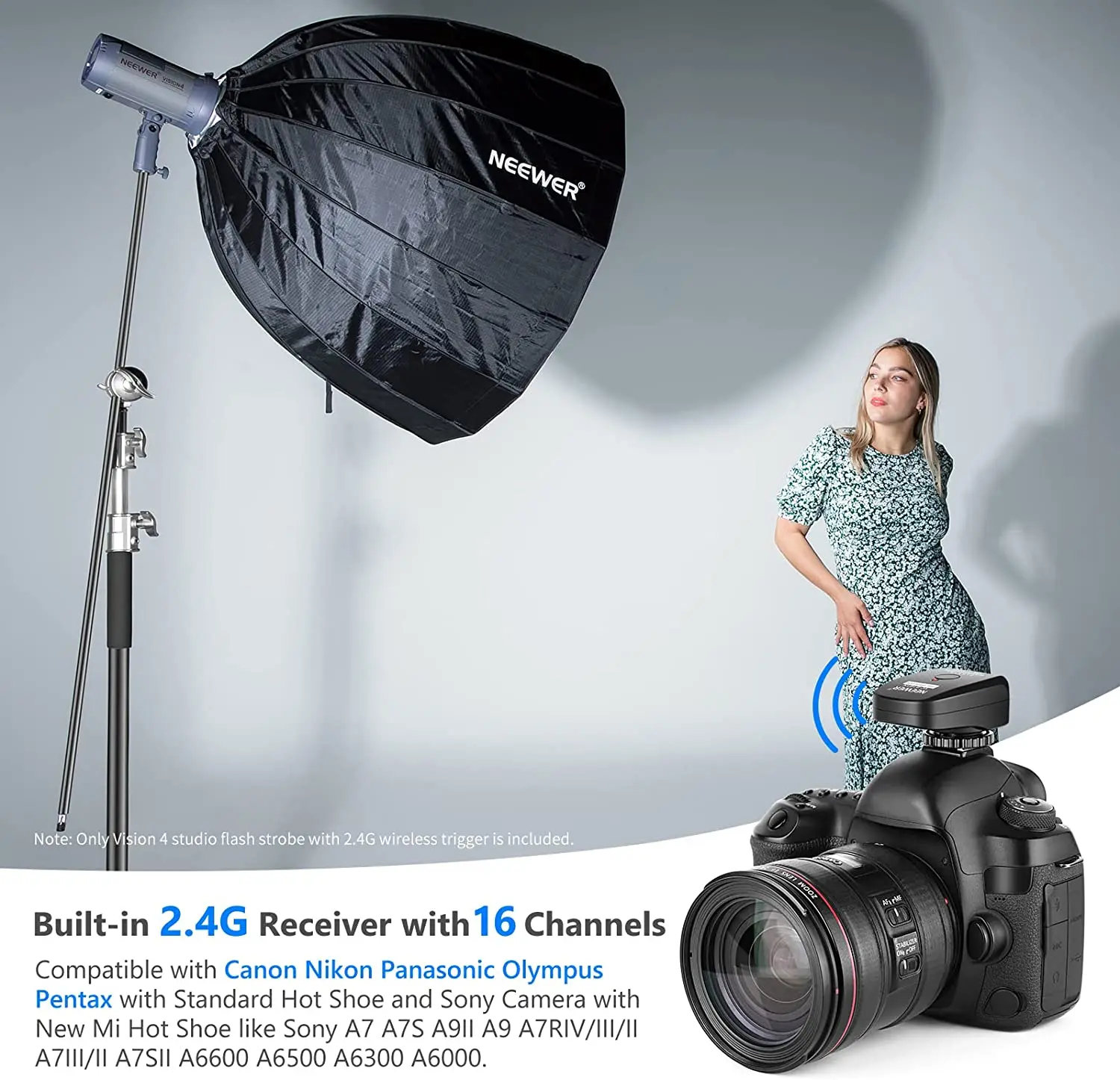 Стробоскопическая литий-ионная батарея Neewer Vision 4 300 Вт GN60 для улицы