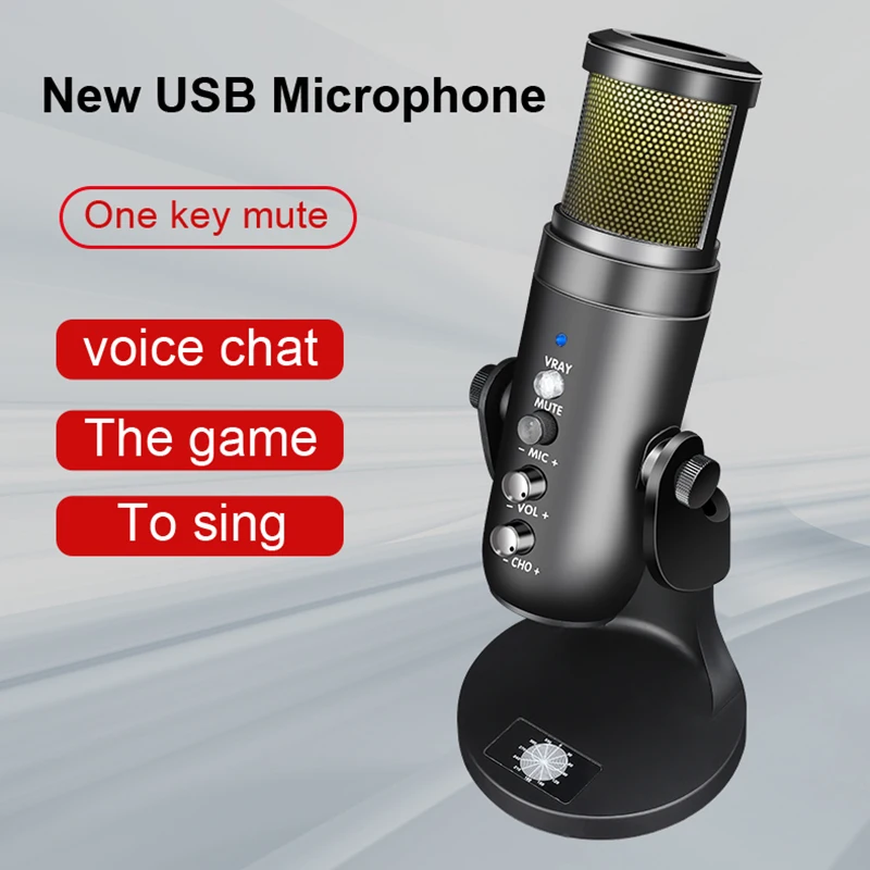 

New Condenser Microphone For PC Laptop Computers Professional USB RGB Mic Gaming Streaming Video Singing