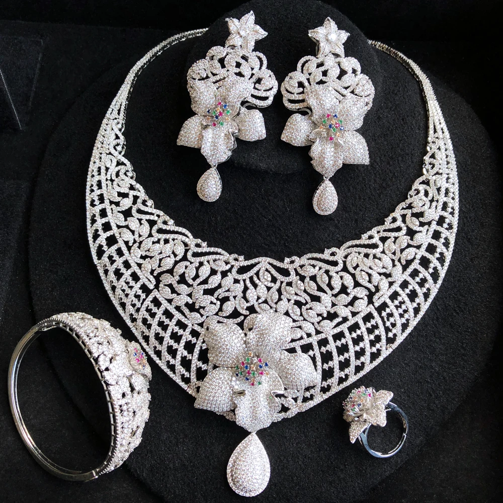 GODKI супер большой роскошный 4 шт. лист цветы Африканский кубический цирконий