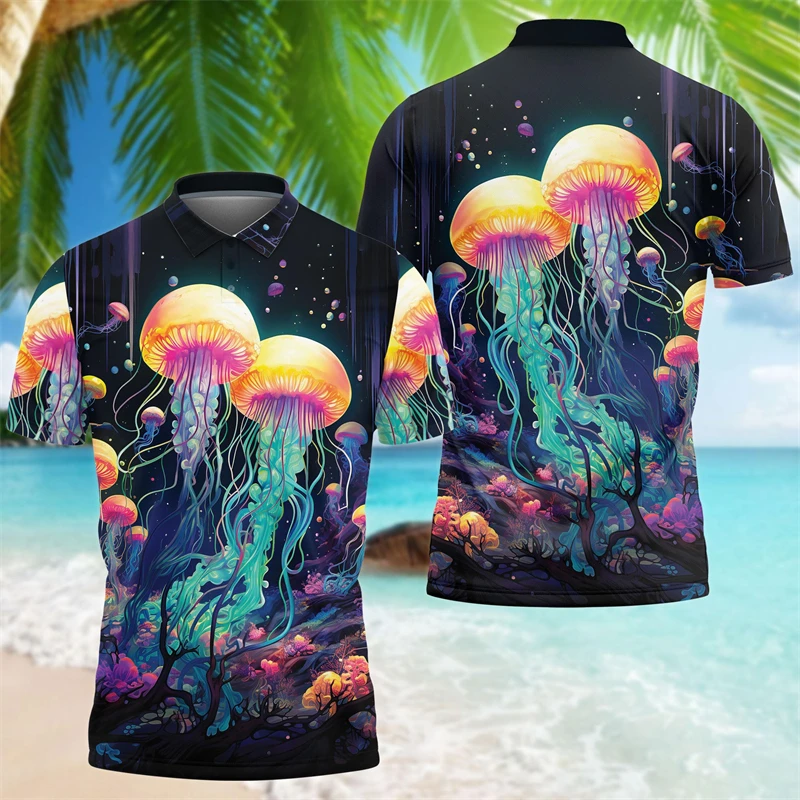 Футболка-поло Y2K мужская с 3D-принтом Медузы