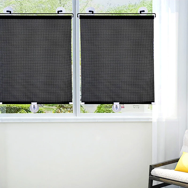 

1PC Car Roller Blinds Suction Cup Sunshade Blackout Curtain Sun-shading Nail-free Blackout Blind Window Shades for Home