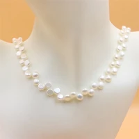 zfsilver 100 925 sterling silver natural white button freshwater pearl necklace match all jewelry for women diy gift party