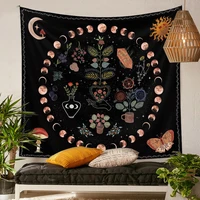 mushroom moon phase tapestry floral plants tapiz pared sun starry wall hanging bohemian room decor mat bedroom home decorations