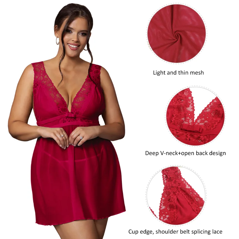 Прозрачная Кружевная Пижама Comeondear с юбкой сексуальный мини пижамный комплект