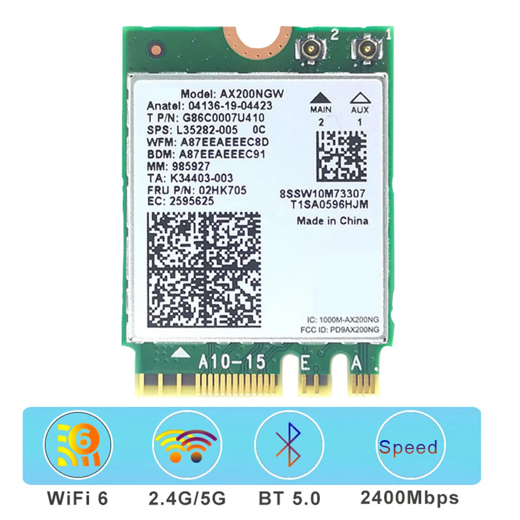 

Сетевая карта AX200NGW WIFI6, два диапазона, 3000 м, встроенная гигабитная беспроводная сетевая карта, модуль Wi-Fi, поддерживает Bluetooth 5,1