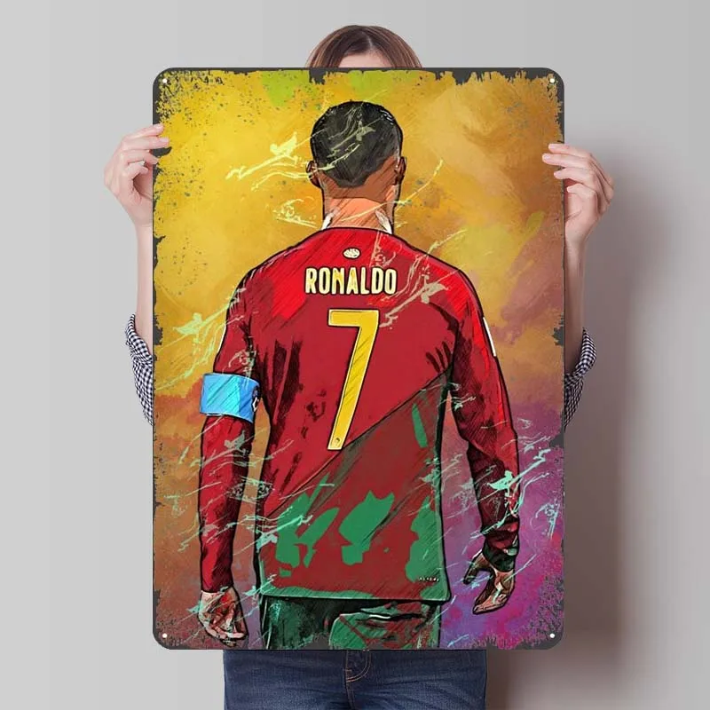 Криштиану Роналду Португалия Джерси Металлический знак Спортивный плакат