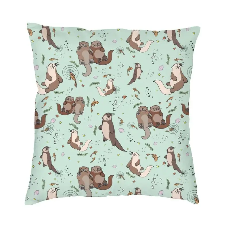 

Симпатичный чехол для подушки с рисунком выдры и воды, домашний декор, наволочка для подушки на стул с животными, квадратная подушка, чехол с...