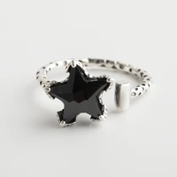 style new sterling silver ring womens opening vintage thai silver finger ring five pointed star trend silver hand ornament