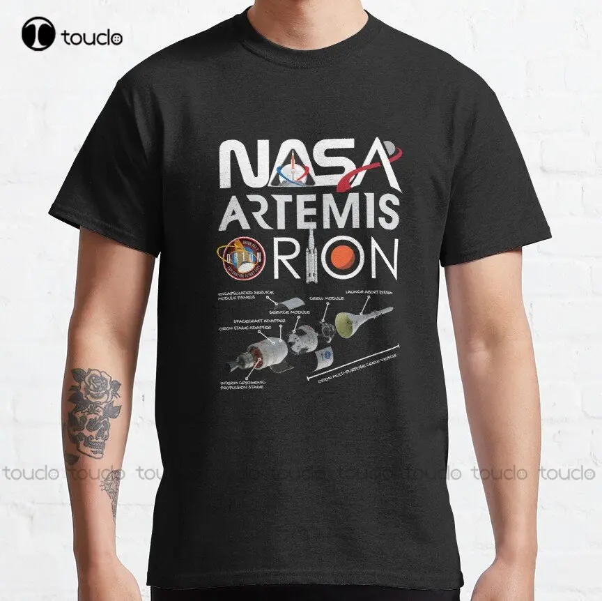 

Классическая футболка Artemis Space Launch System (Sls) со схемой, рубашка для девушек, пап, уличная одежда с круглым вырезом, свободная футболка из чистого хлопка