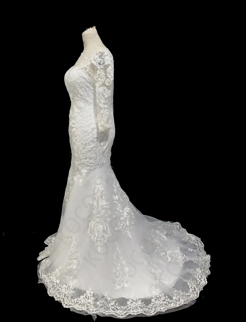 Женское свадебное платье-Русалка MACDUGAL белое кружевное платье с круглым вырезом