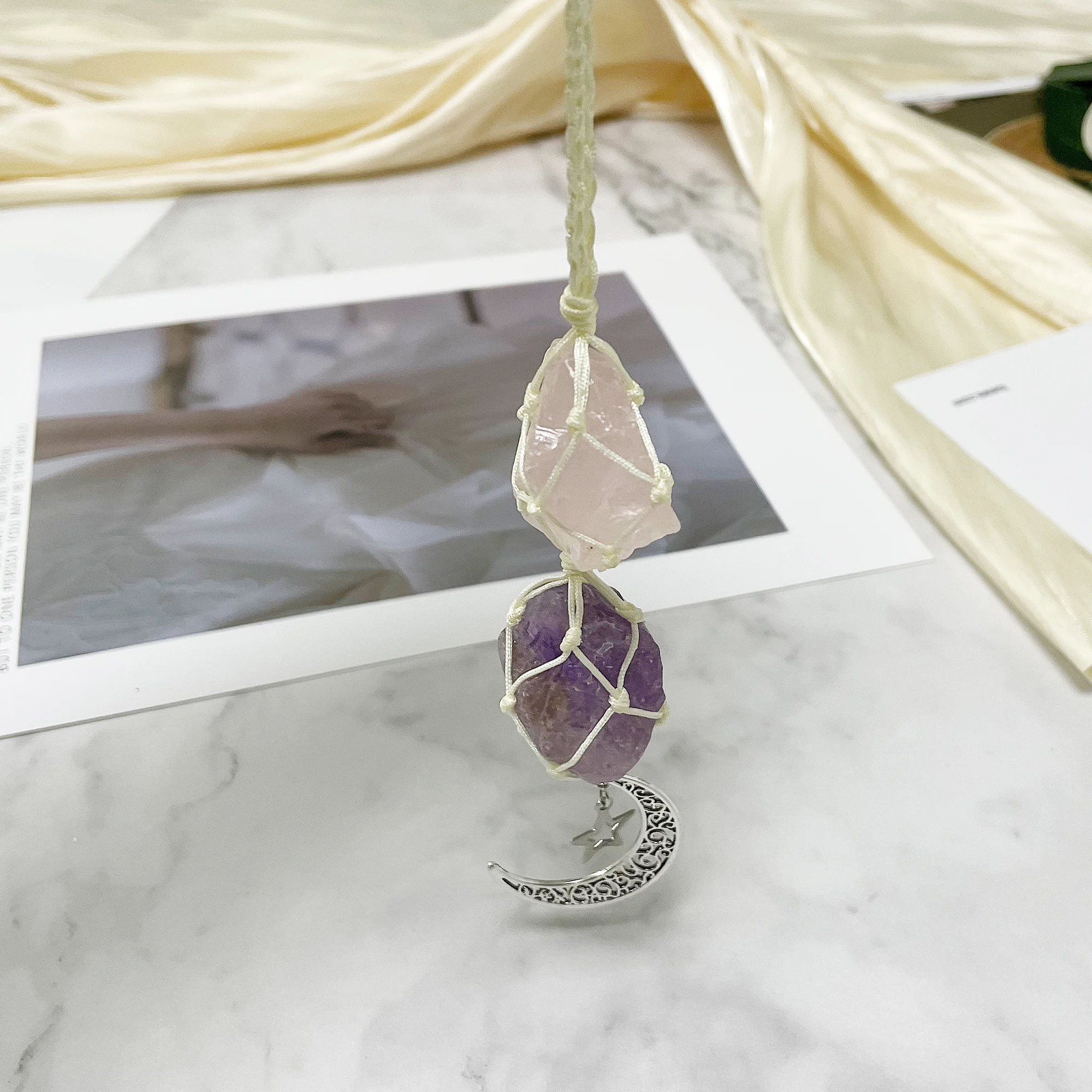 Подвеска из натурального аметистового порошка Хрустальная подвеска ручной