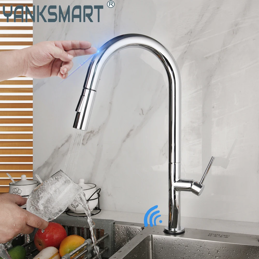 

YANKSMART Smart Touch Kitchen Faucet Crane For Sensor Deck Mounted Basin Sink Rotate Touch Faucet Sensor Mixer Water Tap