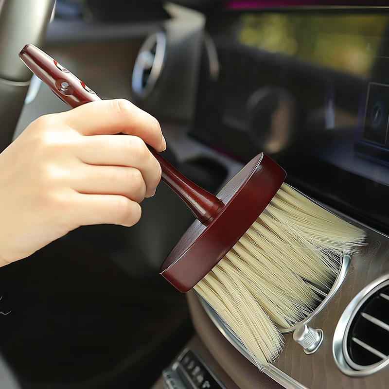 

Solid Wood Long-handled Brush Car Interior Brush Car Cleaning Auto Dashboard Cleaning Brush Air Outlet Dust-removing Brush