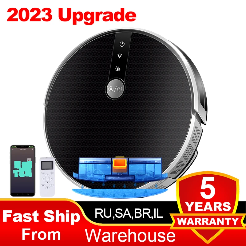 LIECTROUX C30B Robot Vacuum Cleaner 6000Pa Suction, Map navigation with Memory,Wifi APP,Electric Water Tank,Wet Mop