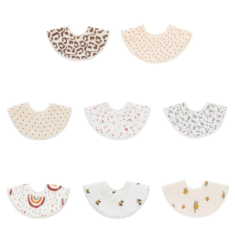 

67JC Fashion Newborn 360° Rotation Saliva Towel Burp Cloths 6 Layers Gauze Apron Bib Feeding Bibs for Outdoor Home Playing