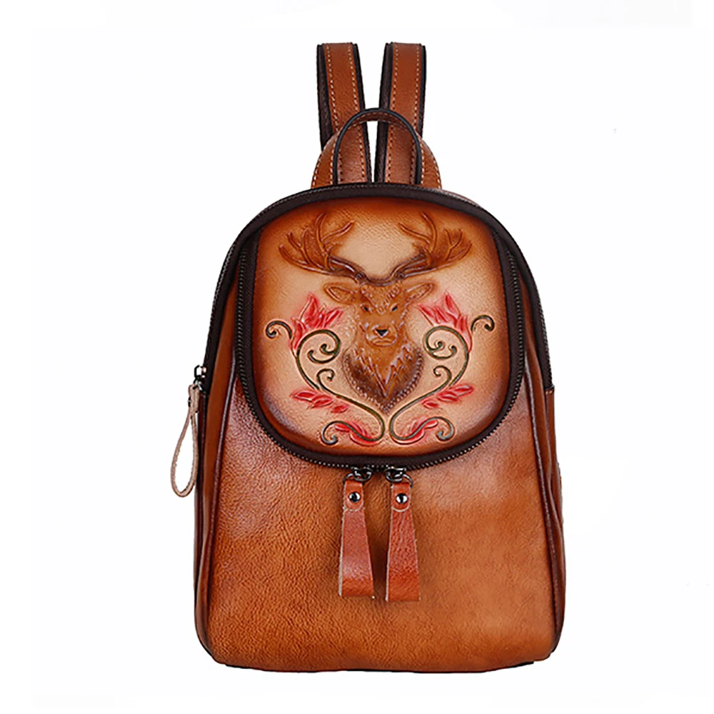 

Brand Women Genuine Leahter Handbag For Grils Fashion Rivet Shoulder Bags Luxury Designer New Female Backpack High Quality 2022