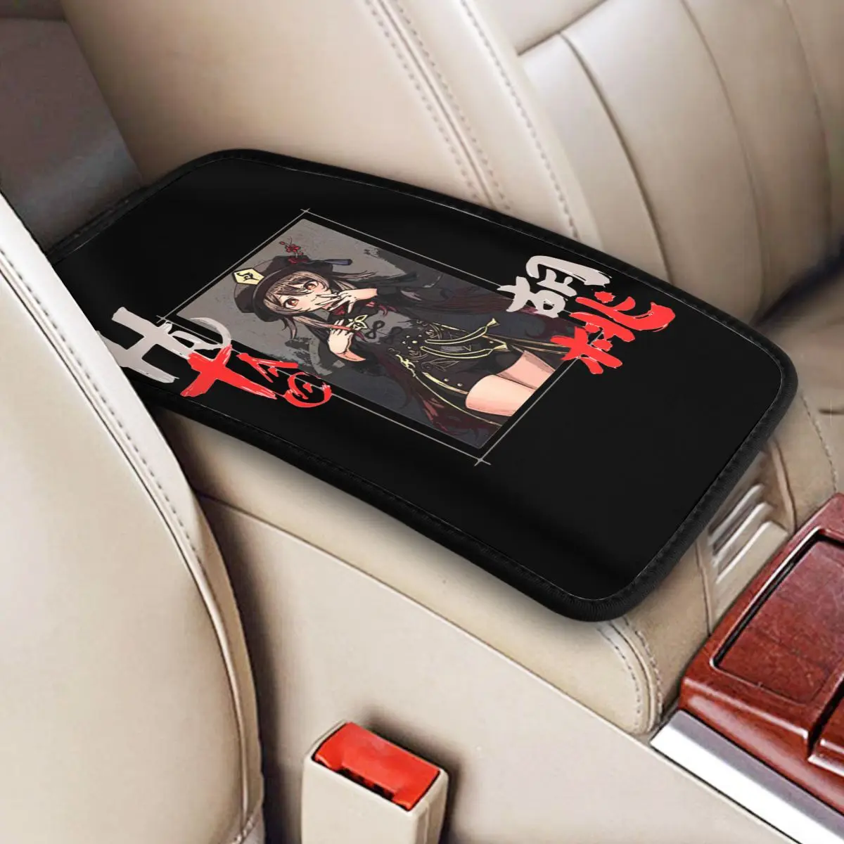 Hu Tao Genshin Impact Car Arm Rest Cover Mat Anime Game Universal Center Console Cover Pad Auto Accessories Interior