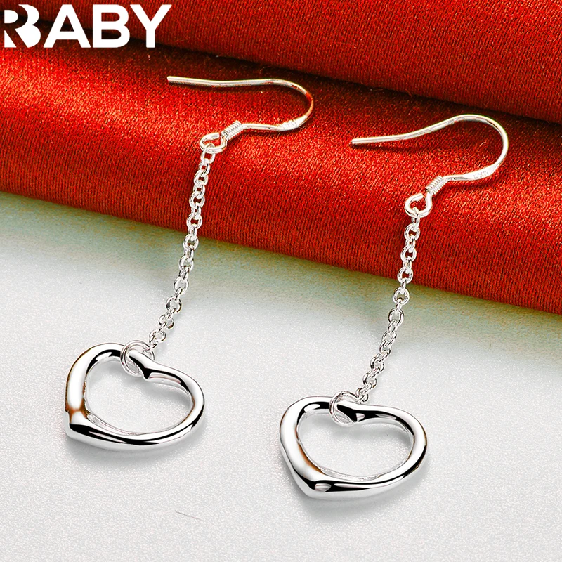 

Женские длинные серьги-подвески в виде сердца, из серебра 925 пробы