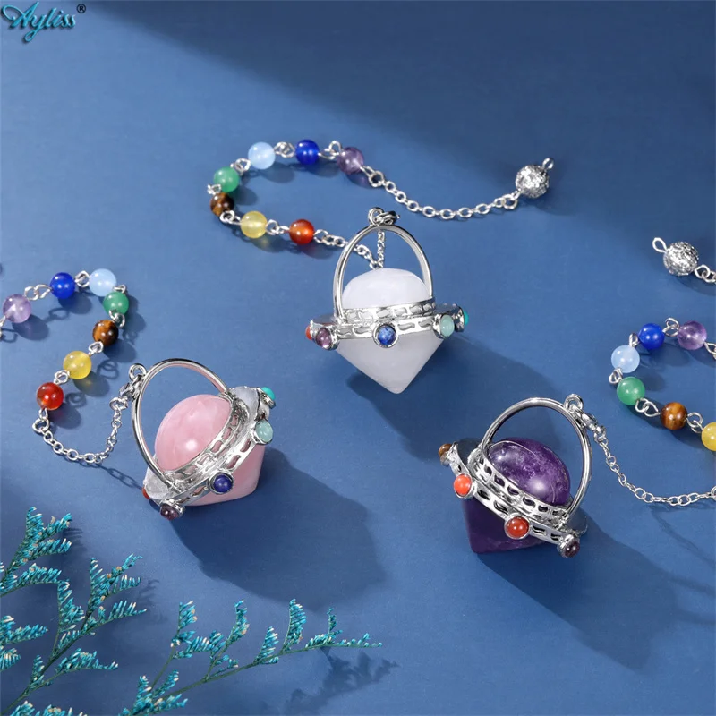 

Ayliss Аметистовые лечебные хрустальные подвески для гадания полукруглые заостренные конусы рейки драгоценный камень фотоподвеска