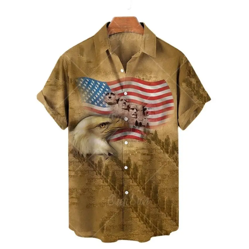 

Hawaiian Shirt Animal Eagle Pattern Short Sleeve All-match Comfortable Shirt Plus Size 5XL Unisex