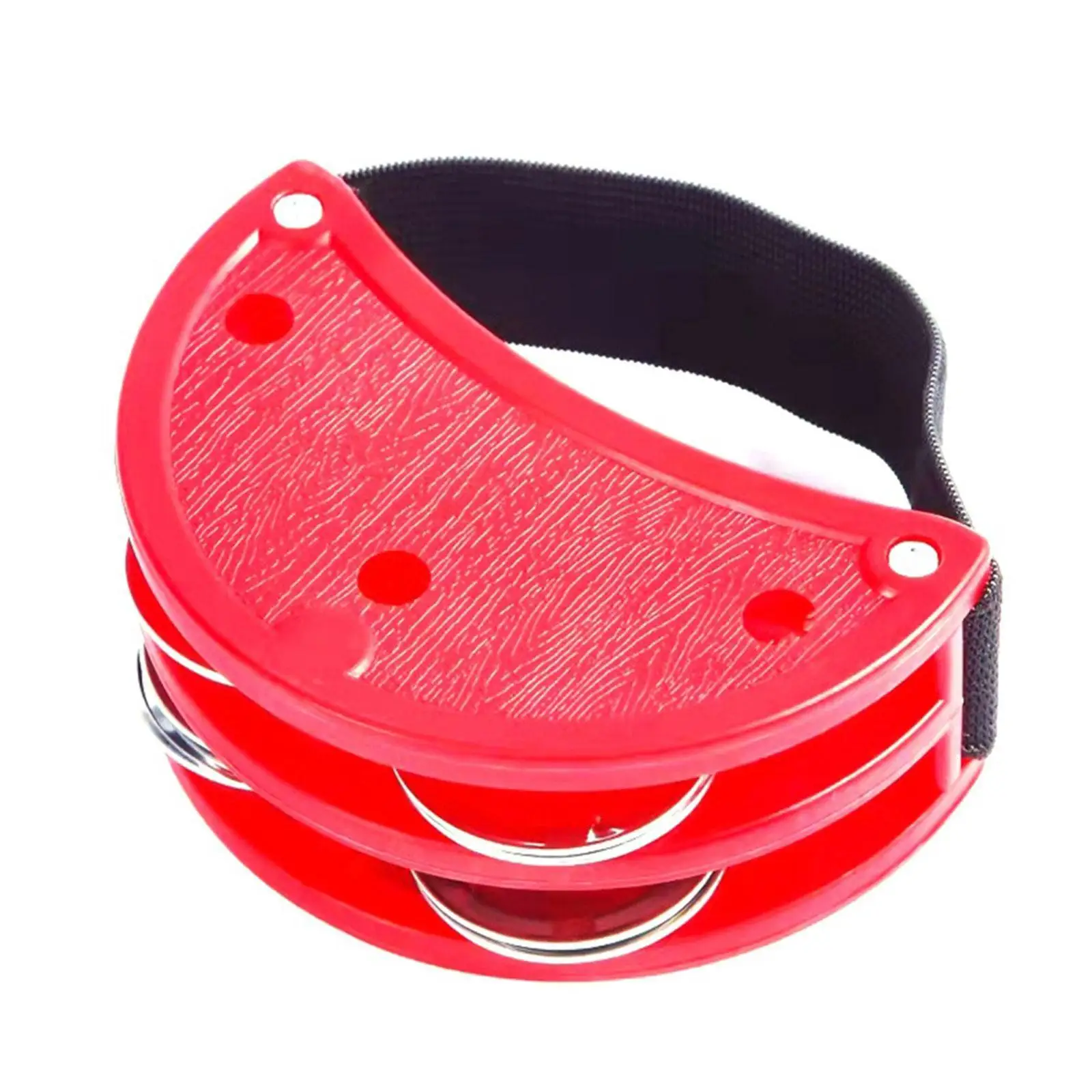 

Foot Tambourine Steel Percussion Jingle Shaker Musical Instrument Bells Rattle Accompaniment Red Black Color