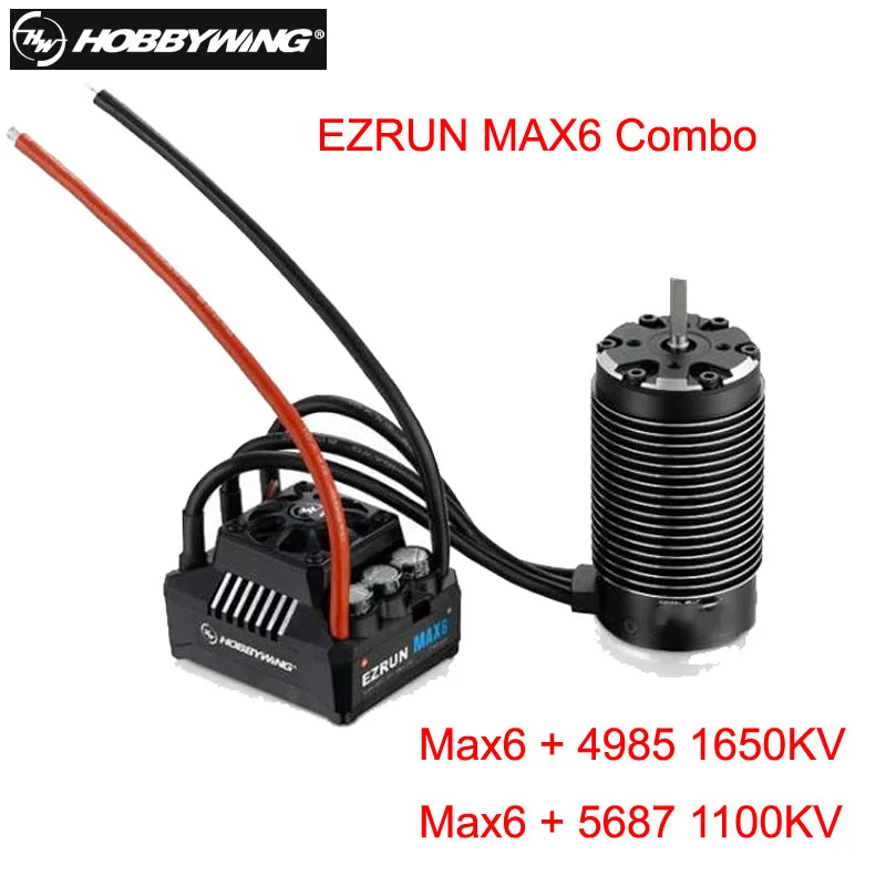 

HobbyWing EZRUN MAX6 EZRUN-SL 4985 1650KV 5687SL 1100KV Sensorless Brushless Motor with MAX6 160A ESC for 1/6 RC Car