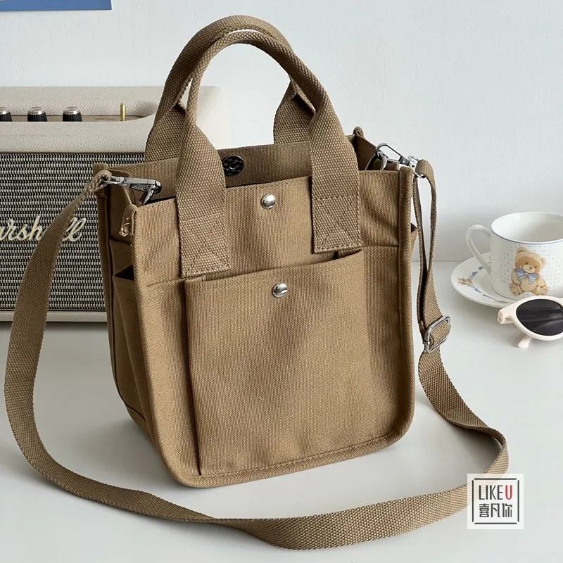 

Новая женская сумка через плечо, холщовая однотонная Повседневная сумка большой вместимости, модная женская брендовая дизайнерская простая сумка