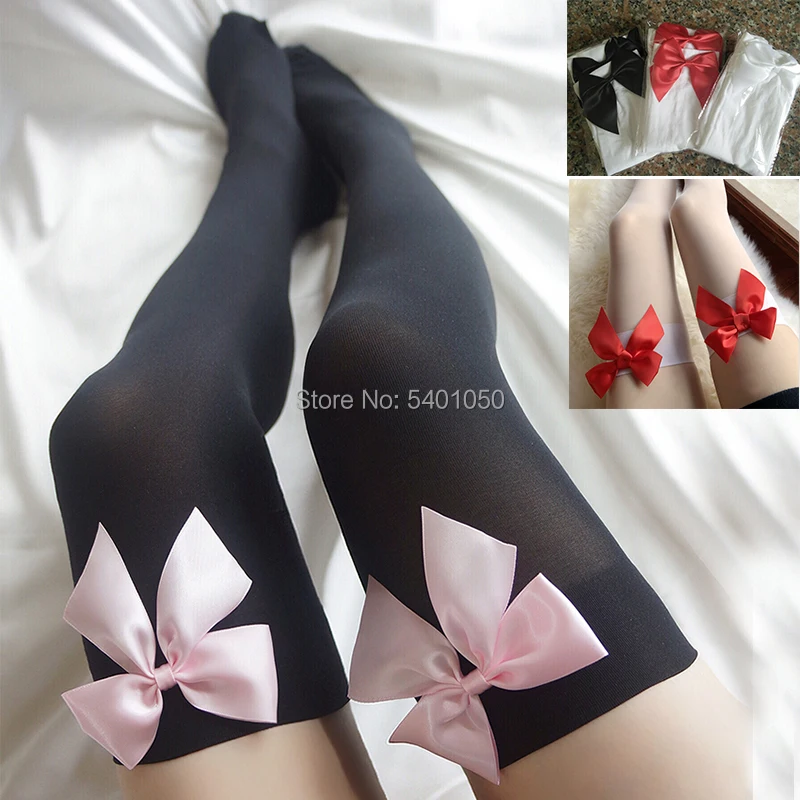 

Adult Sexy Gothic Lolita Over Knee Thigh High Stockings Cosplay Cute Sweet Thigh High Sexy Women Hosiery Thigh High Bow Stocking