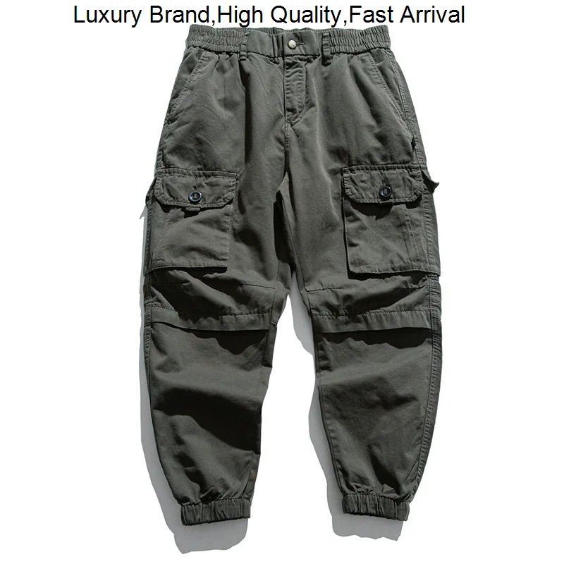 

Брюки мужские повседневные на молнии, свободные спортивные штаны, хлопковая уличная одежда со средней посадкой, прямые брюки, весна-Зима