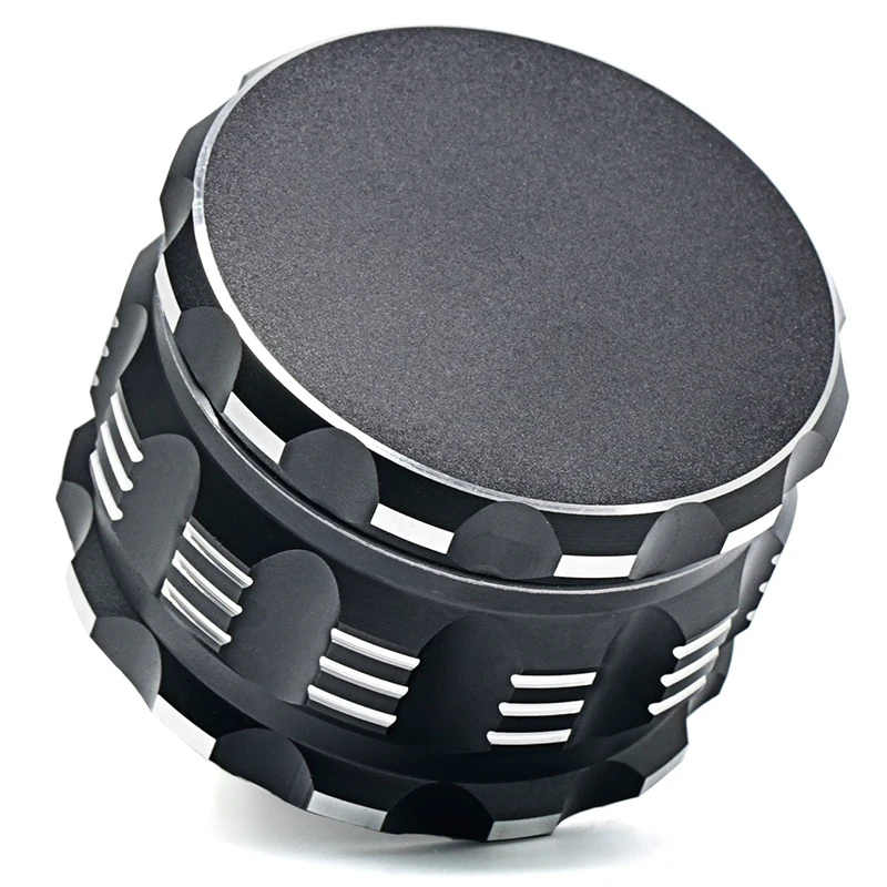 Grinder with Pollen Catcher Large 4 Piece 2.5 Inch Spice Grinder for Spice Premium Aluminium Grinder - Black