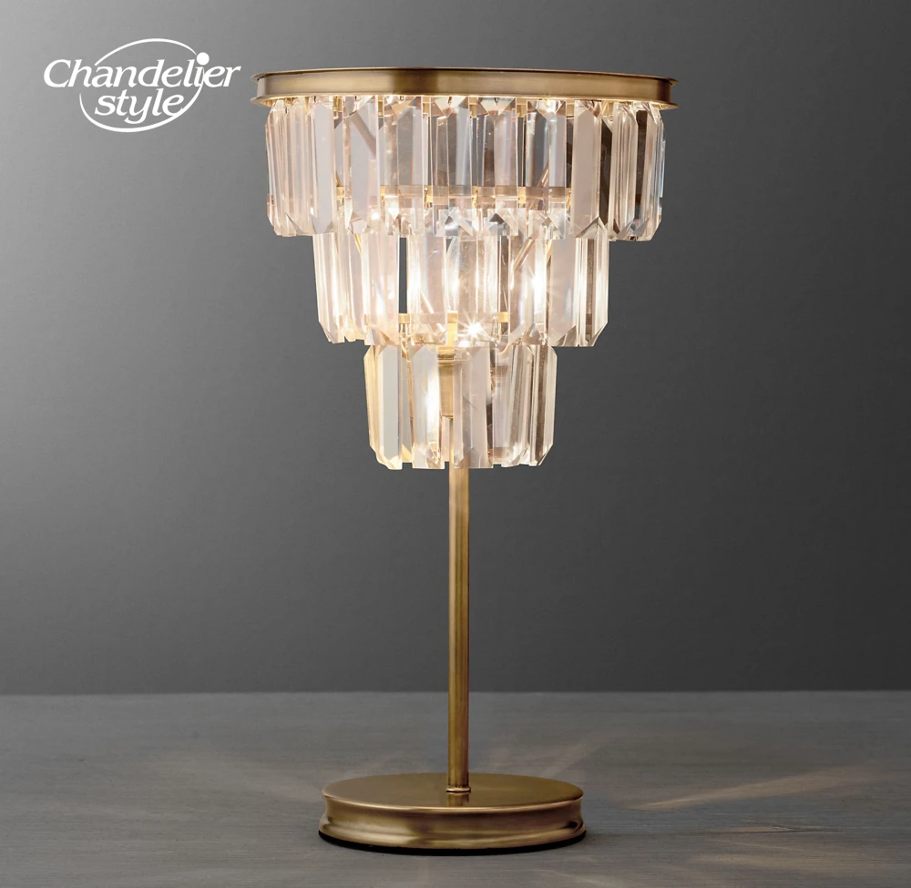 

Alaine хрустальные настольные лампы, современные Ретро светодиодсветодиодный светильники с прозрачным дымом, настольное освещение, светильн...