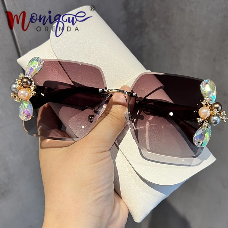 

D Brand Designer Sunglasses Women Square Rimless Oversized Sun Glasses Women Retro Shades gafas de sol